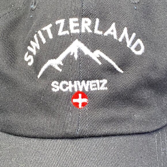 Ethos Switzerland Adjustable Cap Hat Black OS Tourist Souvenir Hat NWT - Picture 3 of 12
